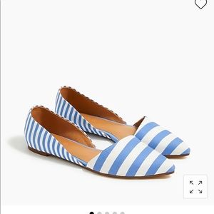 J. Crew Flats Zoe D'orsay Striped White Blue Size 8
